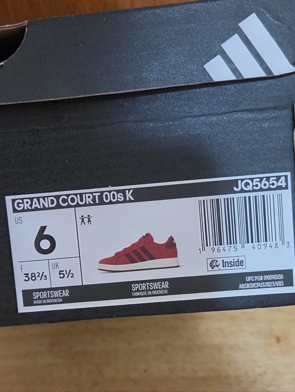 Adidas Grand Court 00s Red Low Casual Sneaker Unisex Youth Size 6/ JQ5654 NWB - Picture 11 of 12